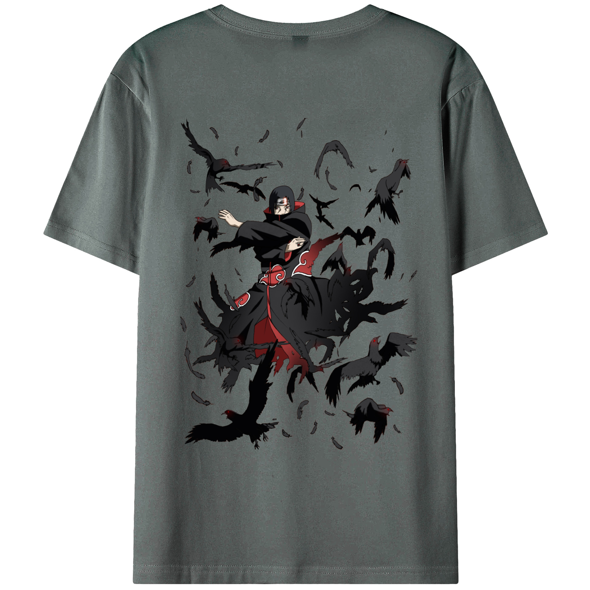 （画像用） NARUTO -ナルト- うちは イタチ Uchiha Itachi 綿100％ メンズ半袖Tシャツ（バックプリント） 通気性